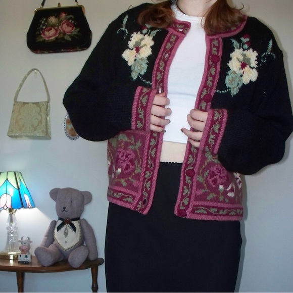 April Cornell Sweaters - vintage floral cardigan